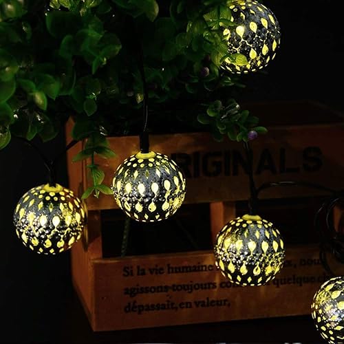 Silber Marokkanischen Orb Schnurlichter KINGCOO Wasserdichte 20LED Metall Goble Laterne Solar Lichterkette mit Modus Ambientebeleuchtung fA r Garten Hochzeitsfest Weihnachtsdekorationen  WarmweiAY 