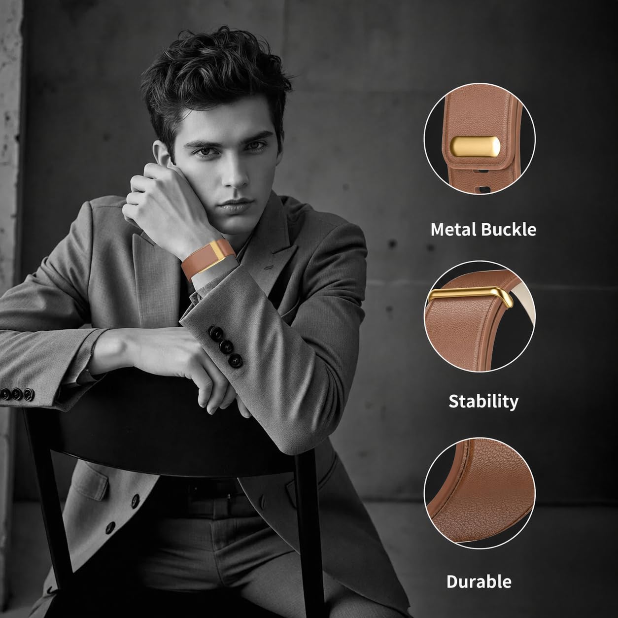 Bracelets de Cuir Compatible avec WHOOP 5.0/MG Band Bracelet pour Hommes et Femmes – Doux, Respirant et Confortable, Bracelets de Remplacement Réglables – Non Compatible avec La Génération 4