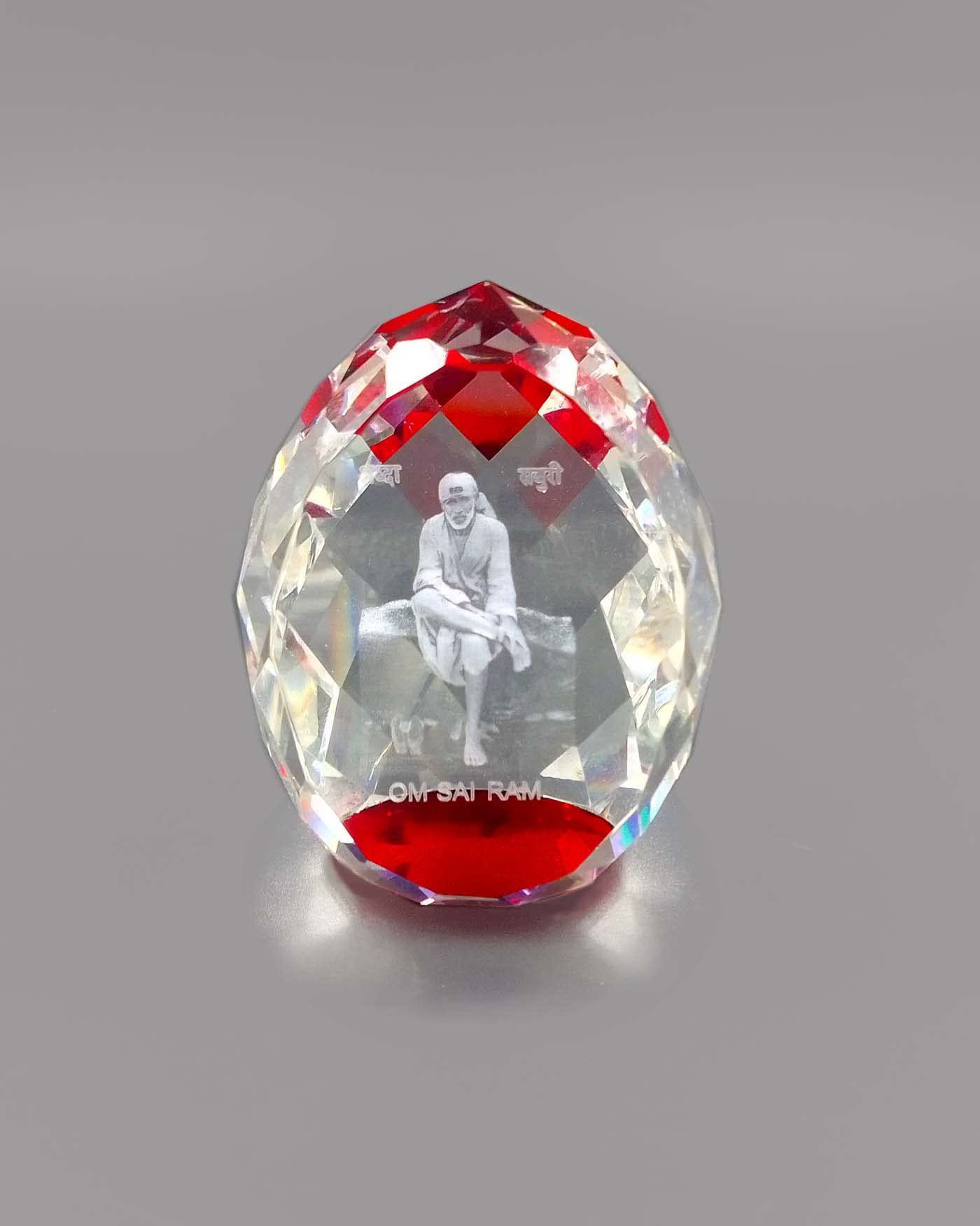 SHINDE EXPORTS shirdi sai Baba Idol for car Dashboard/Crystal Statue 2.5 inches (RED)-image-7