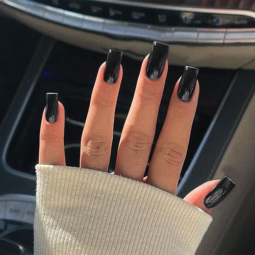 Miniatura 14 de Xcreando - Uñas postizas Baby Pink de longitud media y largas, estilo coffin cuadrado, uñas acrílicas con pegamento, uñas postizas de color sólido