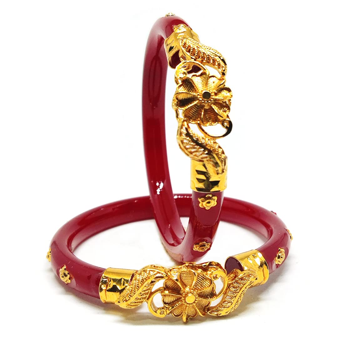 Gold Plated Red Colour Pola Bracelet Bangles