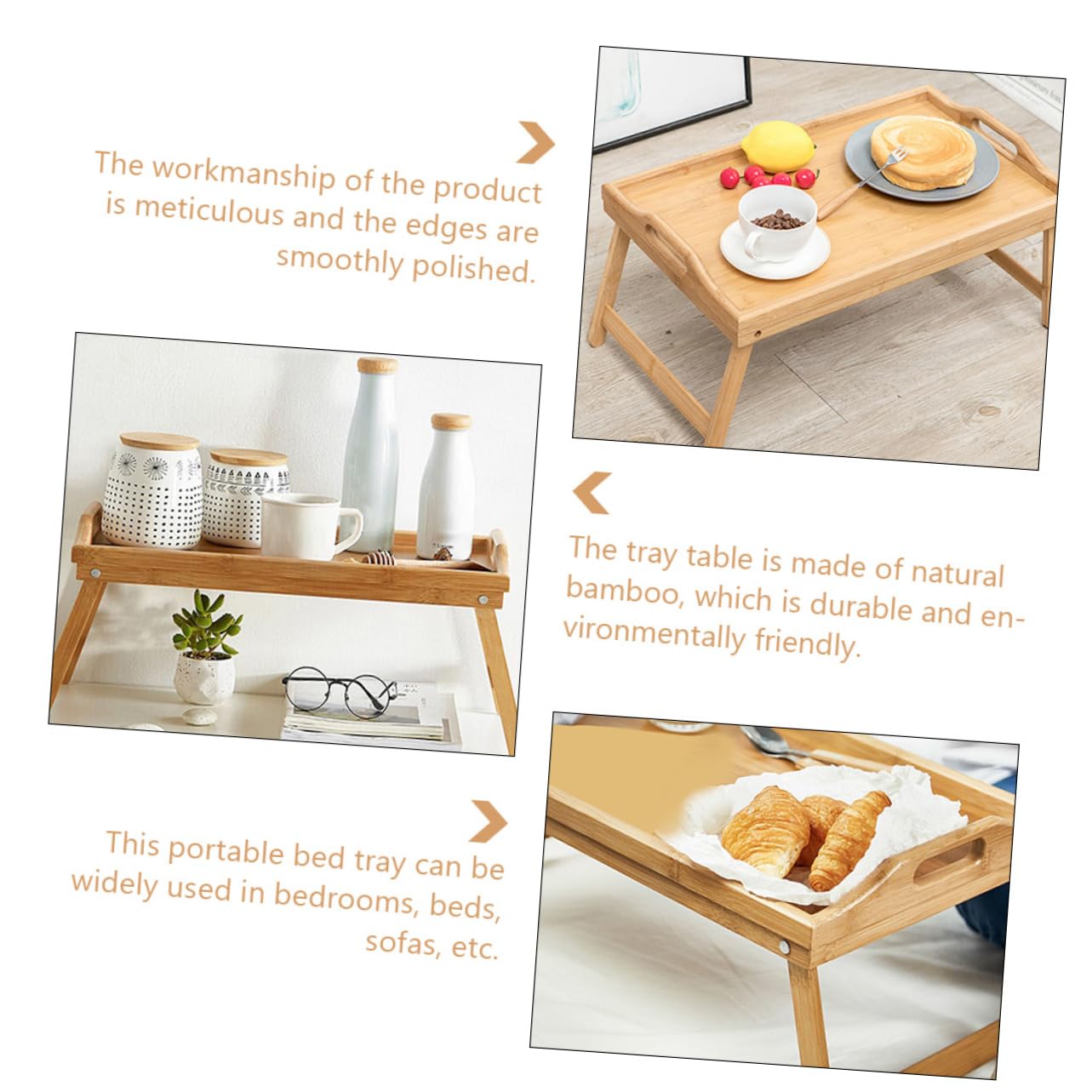 SHOWERORO Folding Laptop Desk Handles Portable Bed Tray for Eating Working Space-saving Design Sturdy Support Legs for Home Use and Spaces