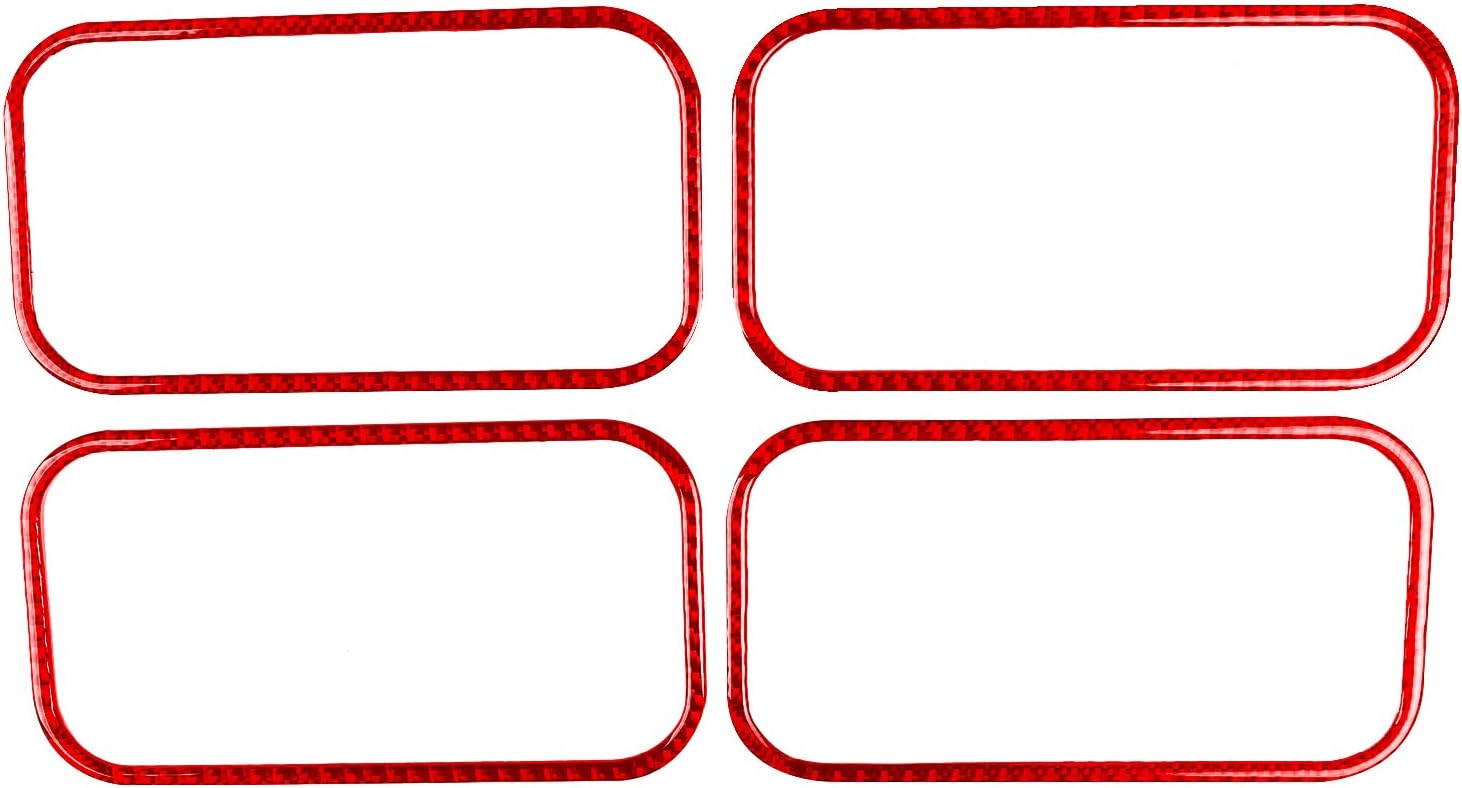 Real Carbon Fiber Exterior Decor Cover Sticker Trim Compatible with Hummer H2 2003-2007 (Red Real Carbon Fiber, Exterior Door Handle Frames 4pc)