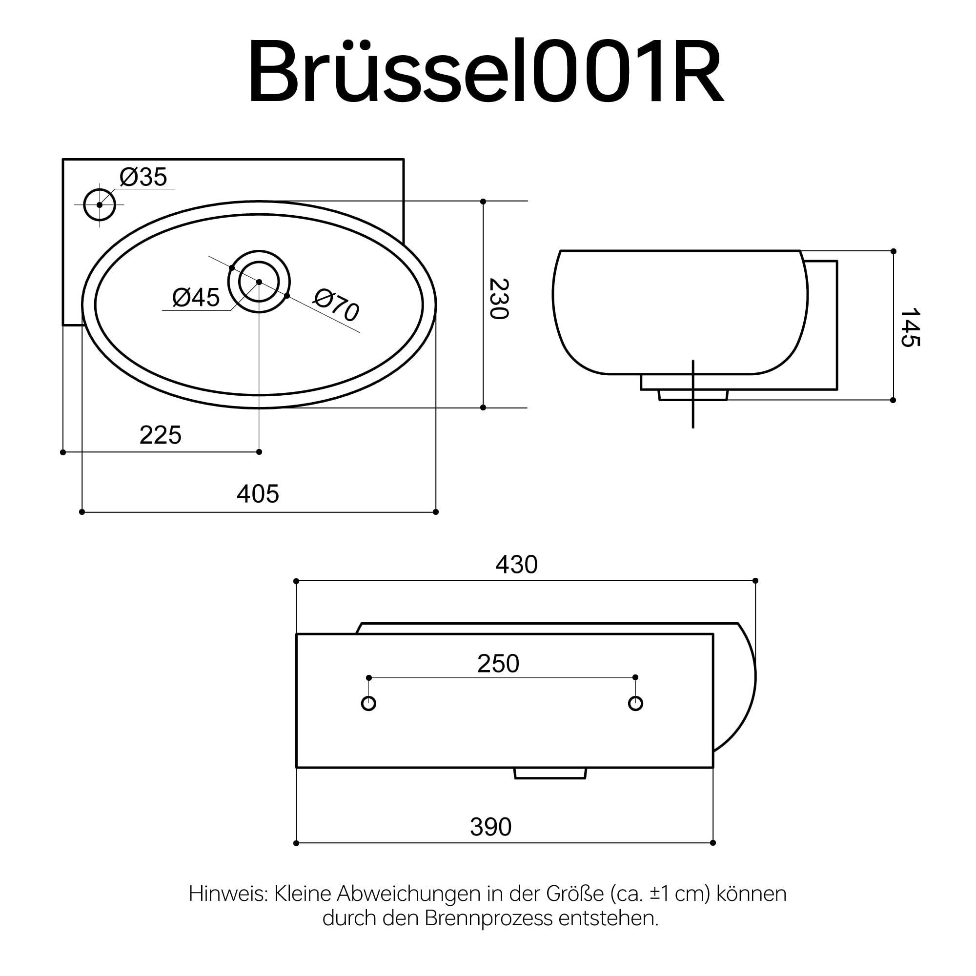 Mai & Mai Petit Lavabo Suspendu Blanc Vasque en Céramique Lave Mains WC Salle de Bain BR001R
