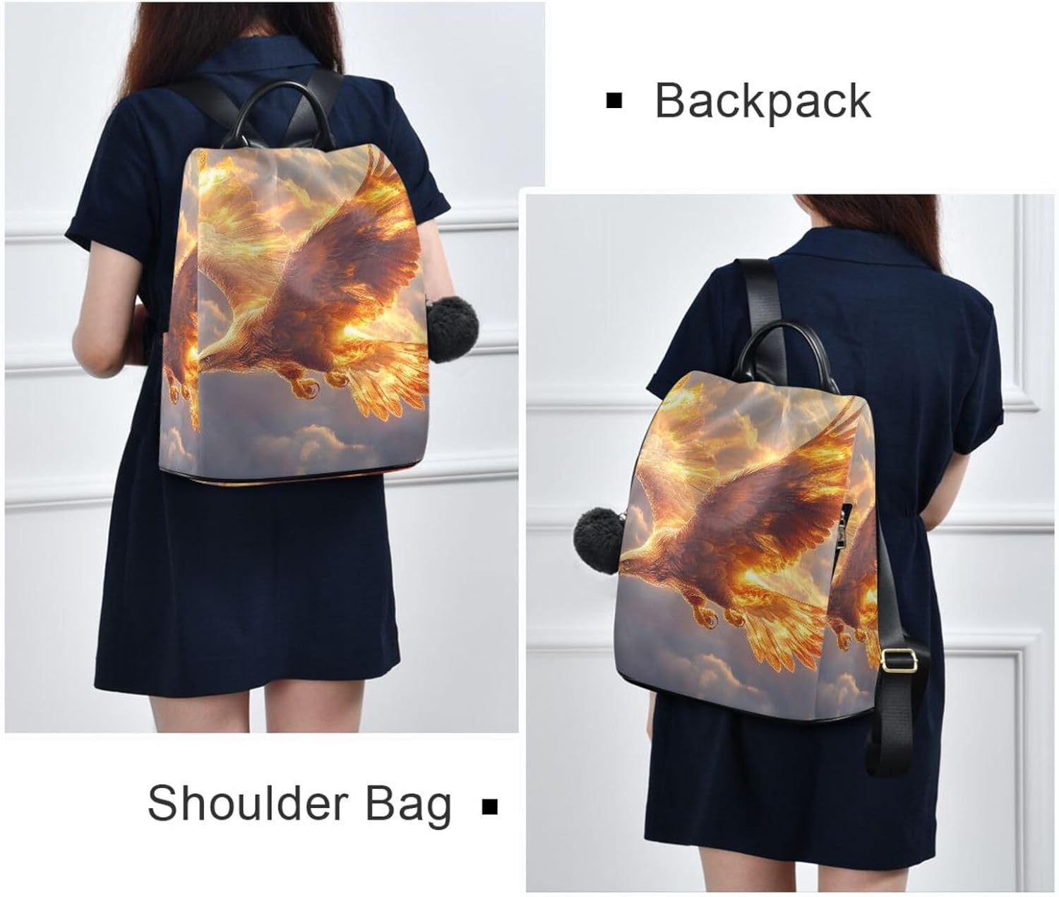 ALAZA Eagles Flying Through Flames Backpack Purse for Women Anti Theft Fashion Back Pack Shoulder Bag