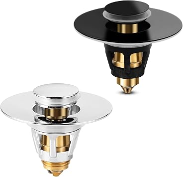 Bathroom Sink Drain Stopper Silver+Black