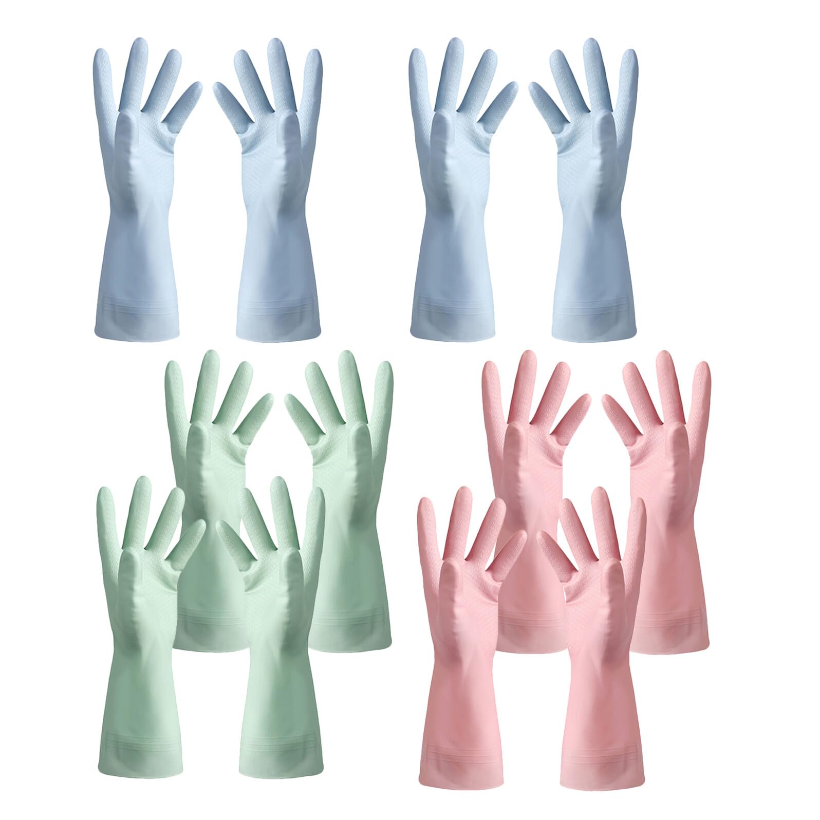 6 Paia Guanti da Cucina Impermeabili Riutilizzabili in PVC Antiscivolo Guanti Flessibili per Pulizia Piatti Protezione Mani per Cucina Lavaggio e Pulizie Domestiche