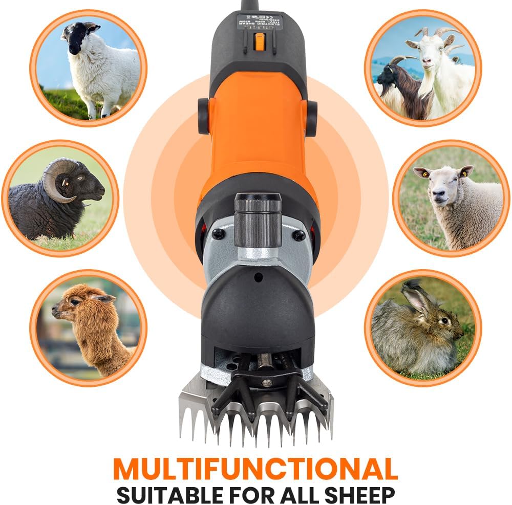 Sheep Shears Electric 850W Professional Heavy Duty Shearing Clipper with 6 Speed, for Shaving Fur Wool in Sheep, Goat, Cattle, and Other Farm Livestock Pet, with Carrying Case and Spare Blade