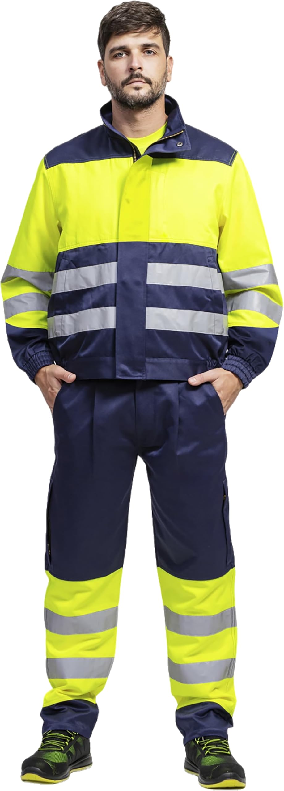 WORKTEAM Cazadora Antiestática y Contra Productos Químicos, Alta Visibilidad Clase 1 EN ISO 20471, Cintas Reflectantes, Cremallera Metálica y Puños Elásticos Unisex