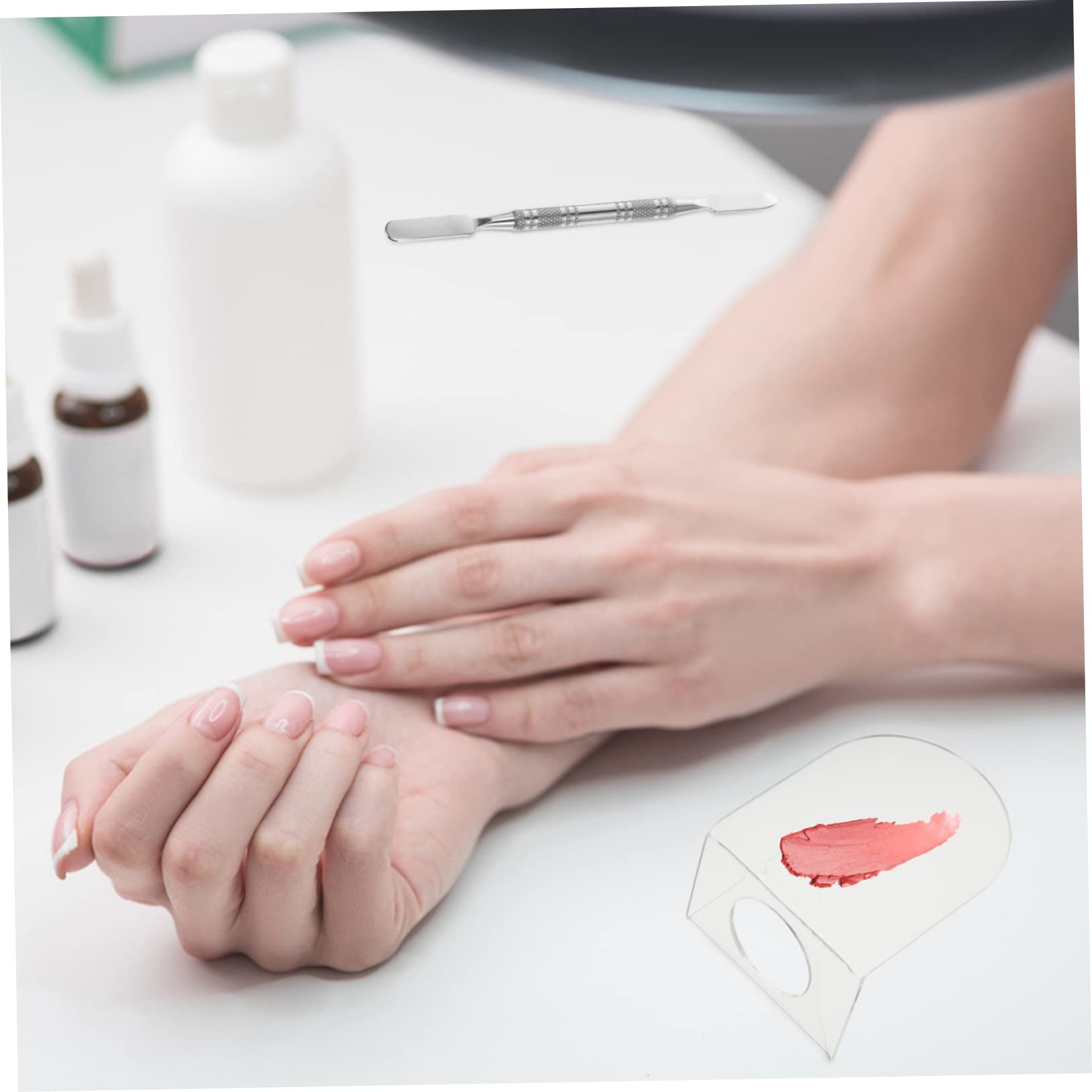 Gogogmee 2sets Makeup Palette Mixing Makeup Tool Clear Makeup Pallet Nail Art Color Tray Makeup Paint Tray Liquid Makeup Foundation Color Blending Tray Makeup Spatula Cosmetic Acrylic Acid