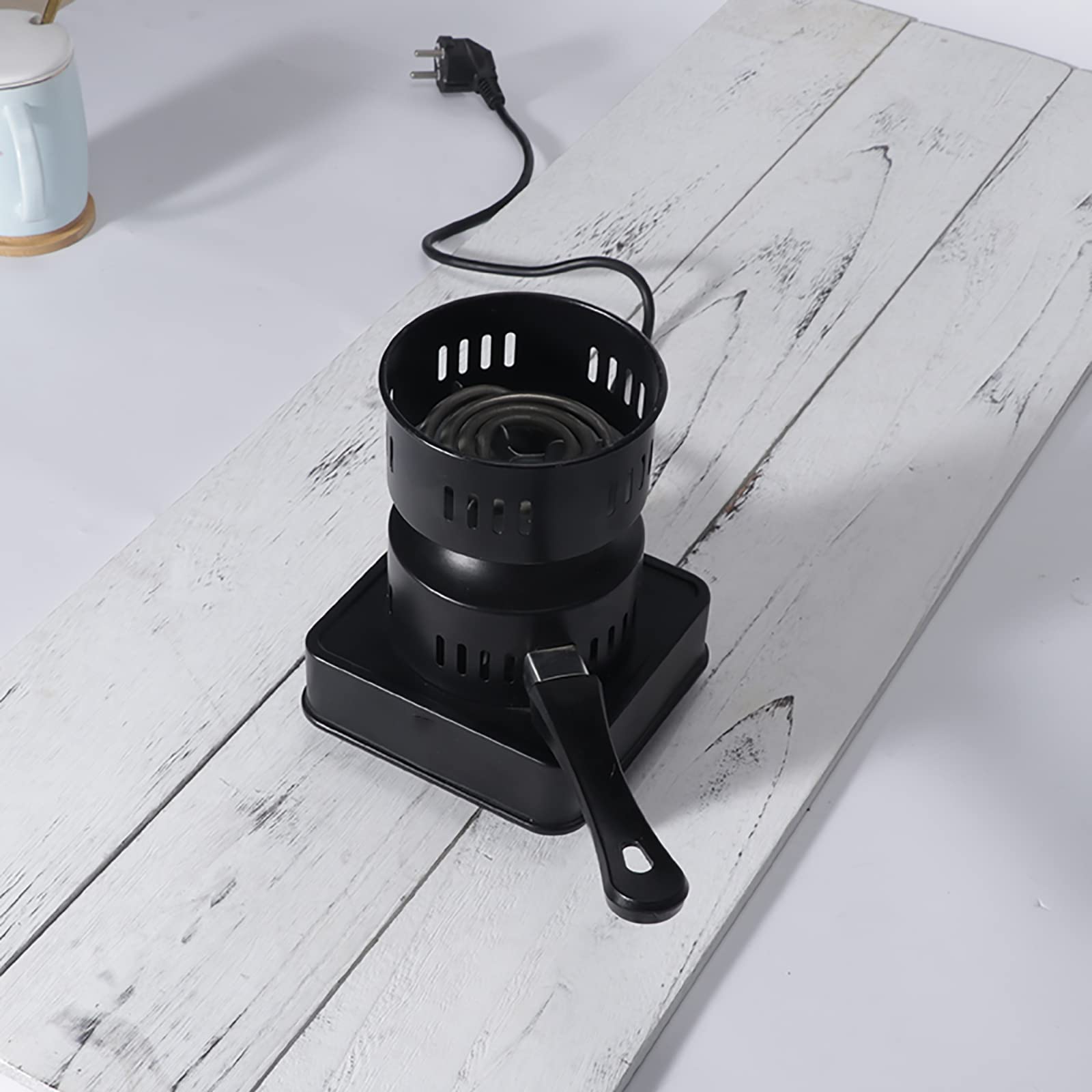 Quemador eléctrico de carbón vegetal de acero inoxidable de 100 W con mango desmontable, calentamiento rápido para acampar al aire libre y barbacoa
