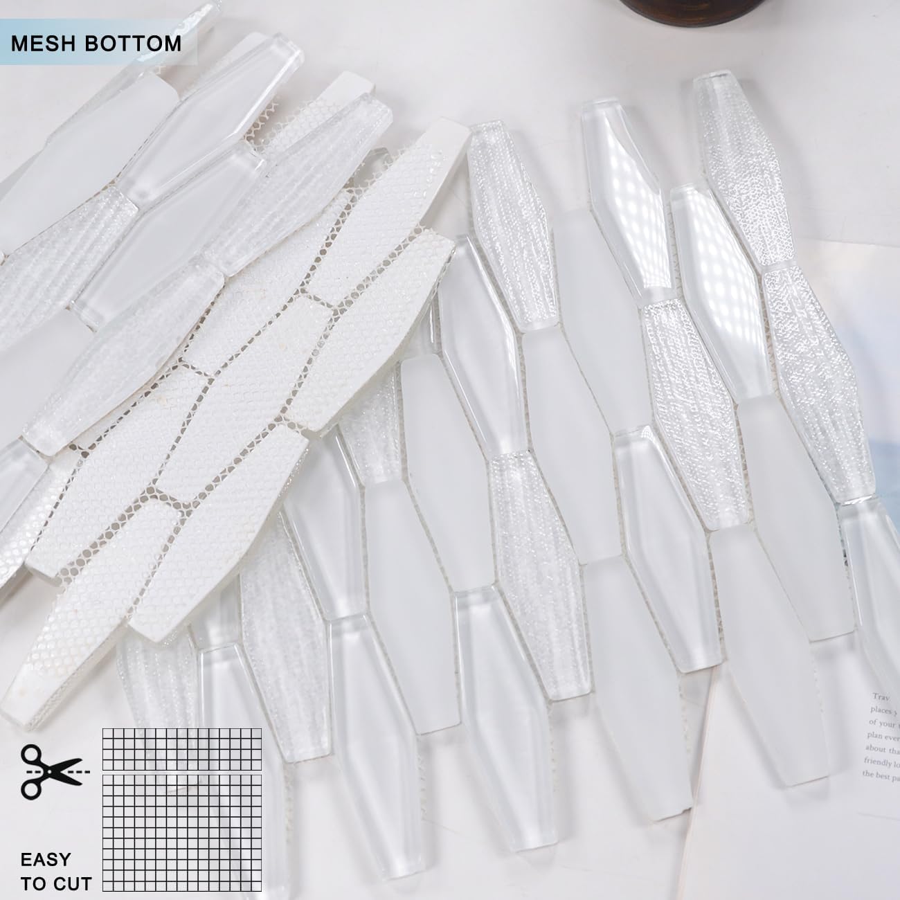4-Sheet 8mm Pure White Picket Glass Mosaic Wall Tile