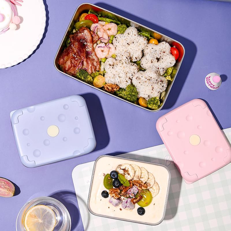 4pcs Colorful Lunch Box Set, 304 Stainless Steel Fresh-Keeping Containers with Silicone Sealing Ring, Microwaveable, Portable Storage & Insulated Bag