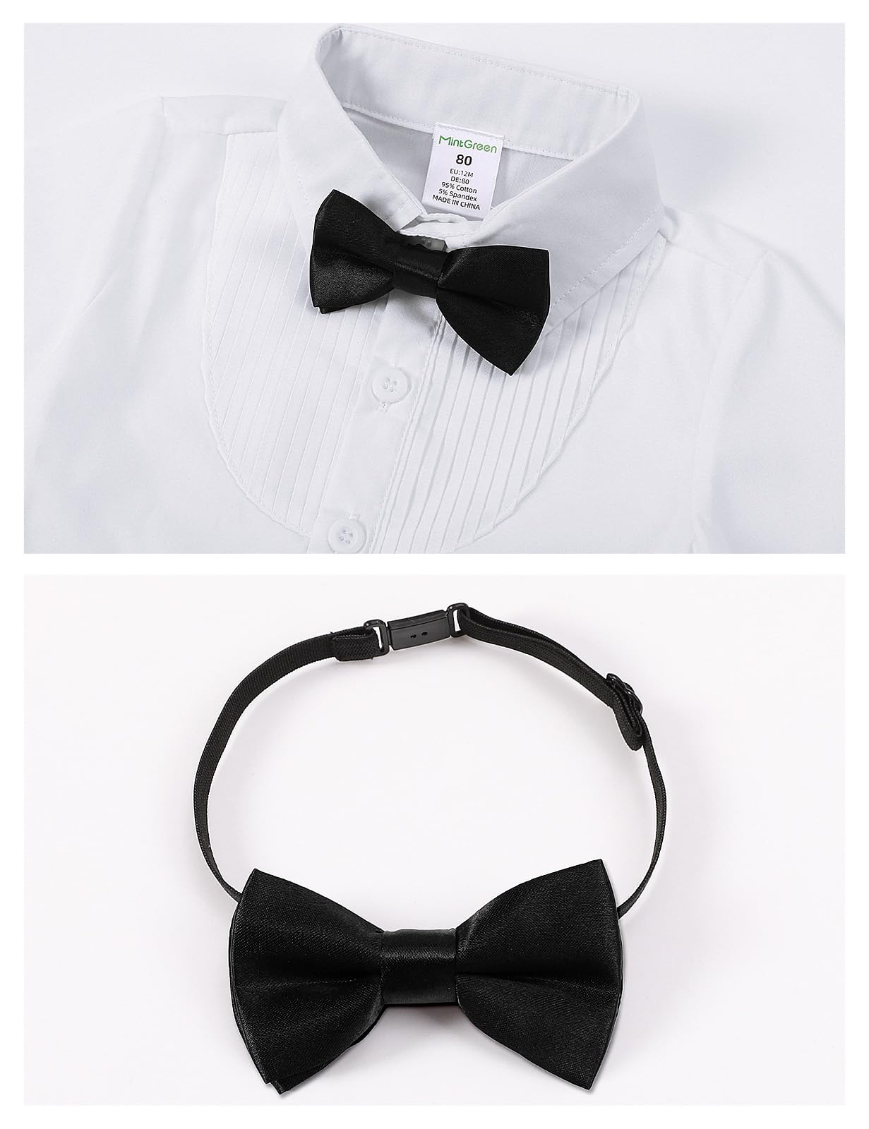 mintgreen Kostium niemowlęcy dla chłopców, dzieci ślub łuk tuxedo krawat z krótkim rękawem zestaw do stroju, 1-4 lata