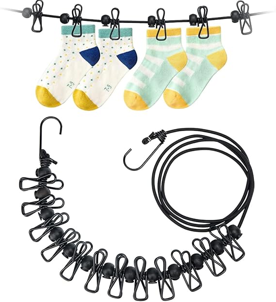 Stendibiancheria Esterno Retrattile - 2 Pezzi Con 12 Clip - Regolabile Da 180 A 380 Cm - Per Viaggi - Foto 4