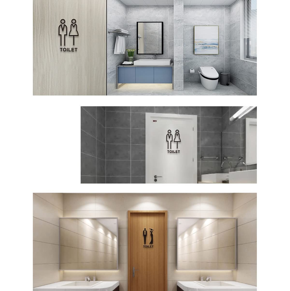 Juego de figuras decorativas de acrílico for hombres y mujeres, letrero de baño moderno for hombres y mujeres, letreros autoadhesivos for puertas de baño, letreros simples for baños domésticos o comer