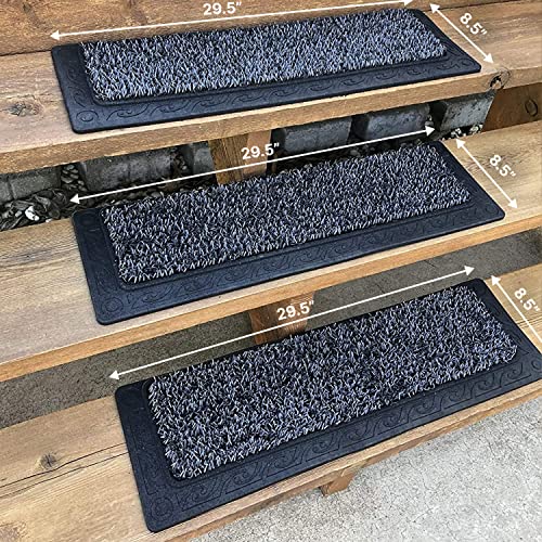 CLEAN MACHINE 10376927 Filigree Dirt Trapper Stair Treads, 8.5" x 29.5", Flint, 2 Pack by CLEAN MACHINE - Image 4
