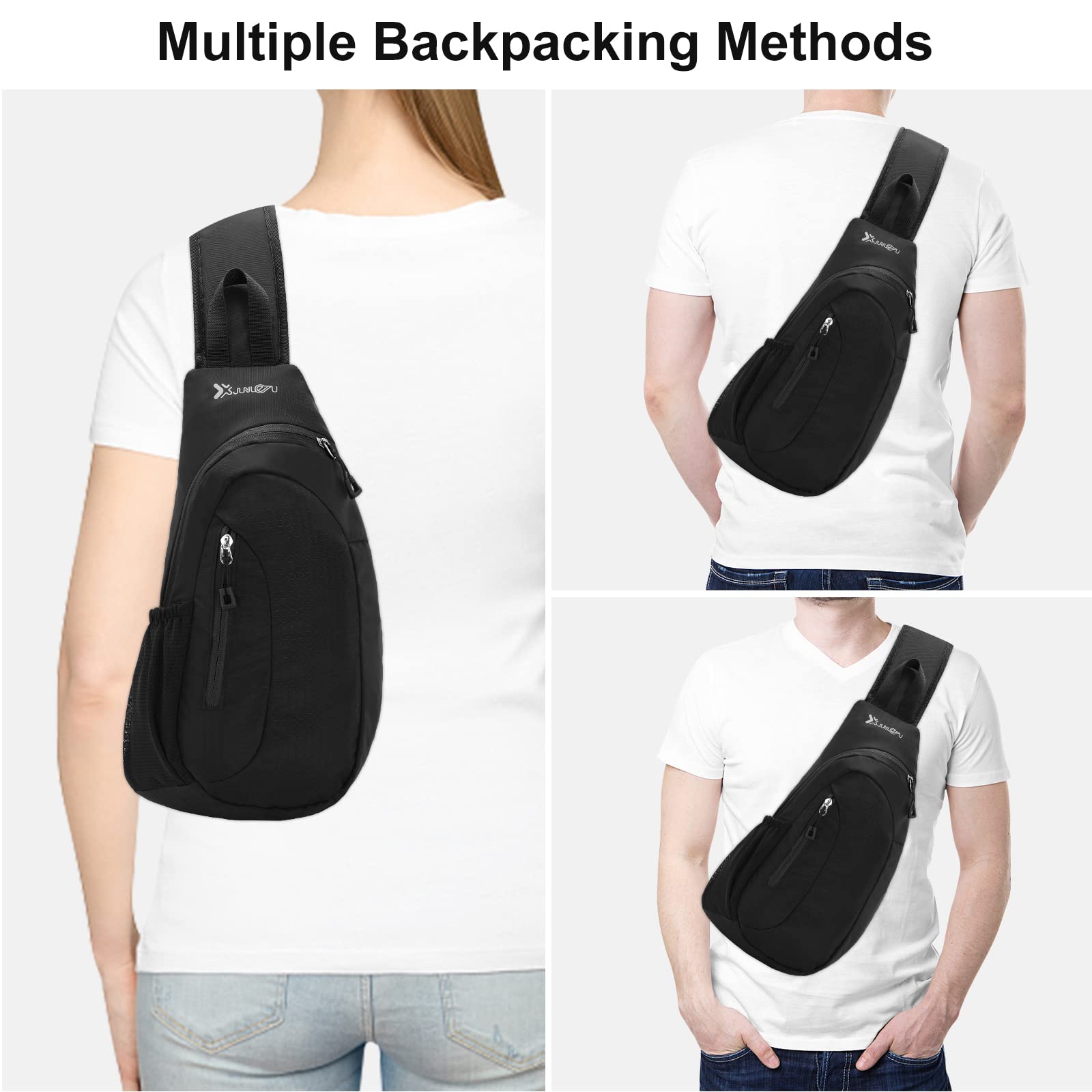 Sciphylia Zaino Monospalla Uomo Impermeabile Borsa Monospalla Antifurto Cinturino Singolo Borsello Tracolla Leggero Grande Capacità Borsa a Spalla Donne per Sport Camminare Viaggiando Lavoro, Nero