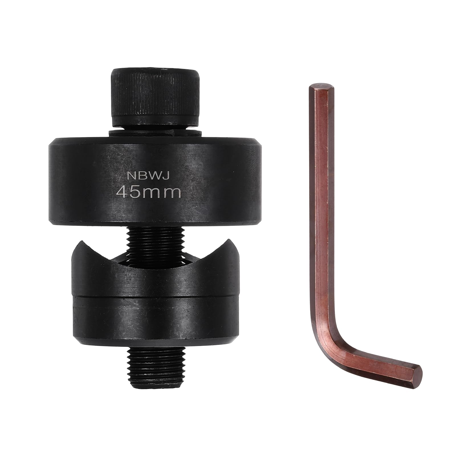 sourcing map Sheet Metal Hole Punch 45mm Metric Bearing Steel Circle Hole Puncher Set Knockout Punch Die Cutter Tool with Hex Head Screw Hex Wrench for Stainless Steel Sink Copper Plate