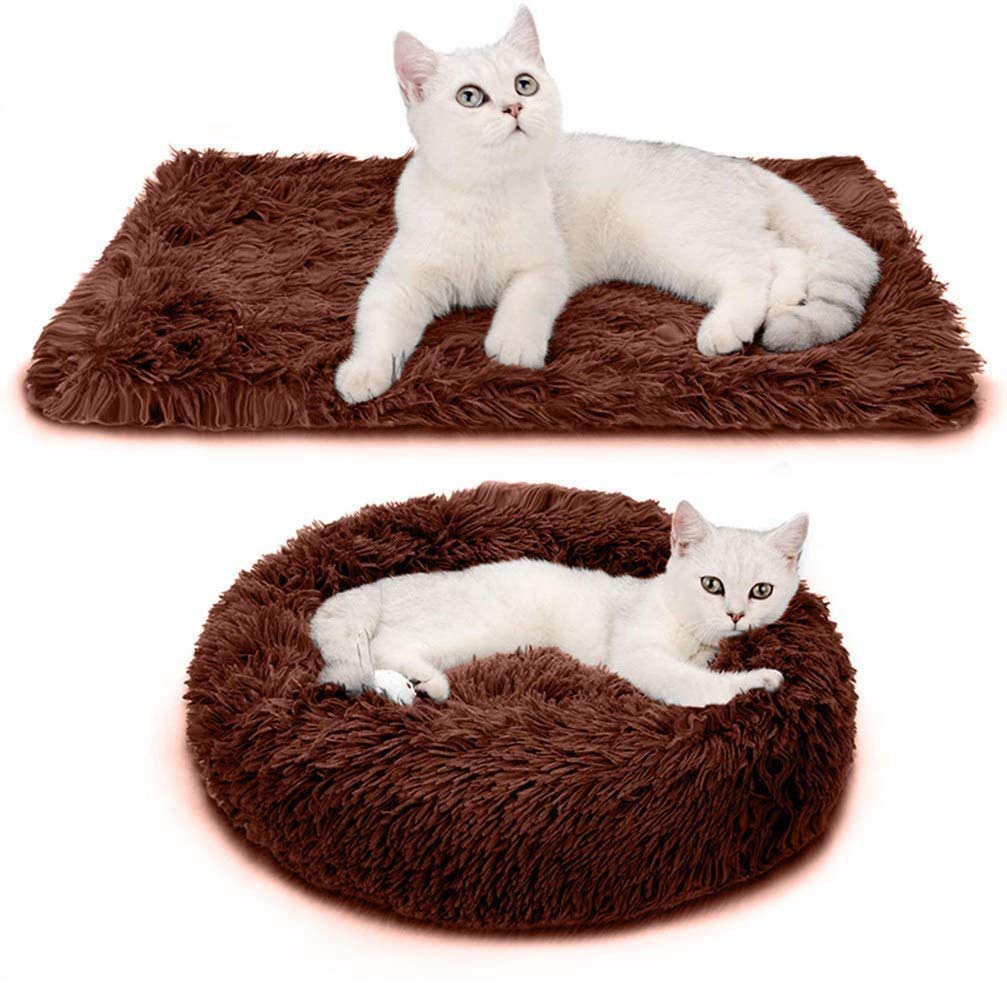 Cuccia Ciambella Per Cani E Gatti - Morbida, Lavabile, Base Antiscivolo, Diametro 50 Cm, Beige Scuro - Foto 6