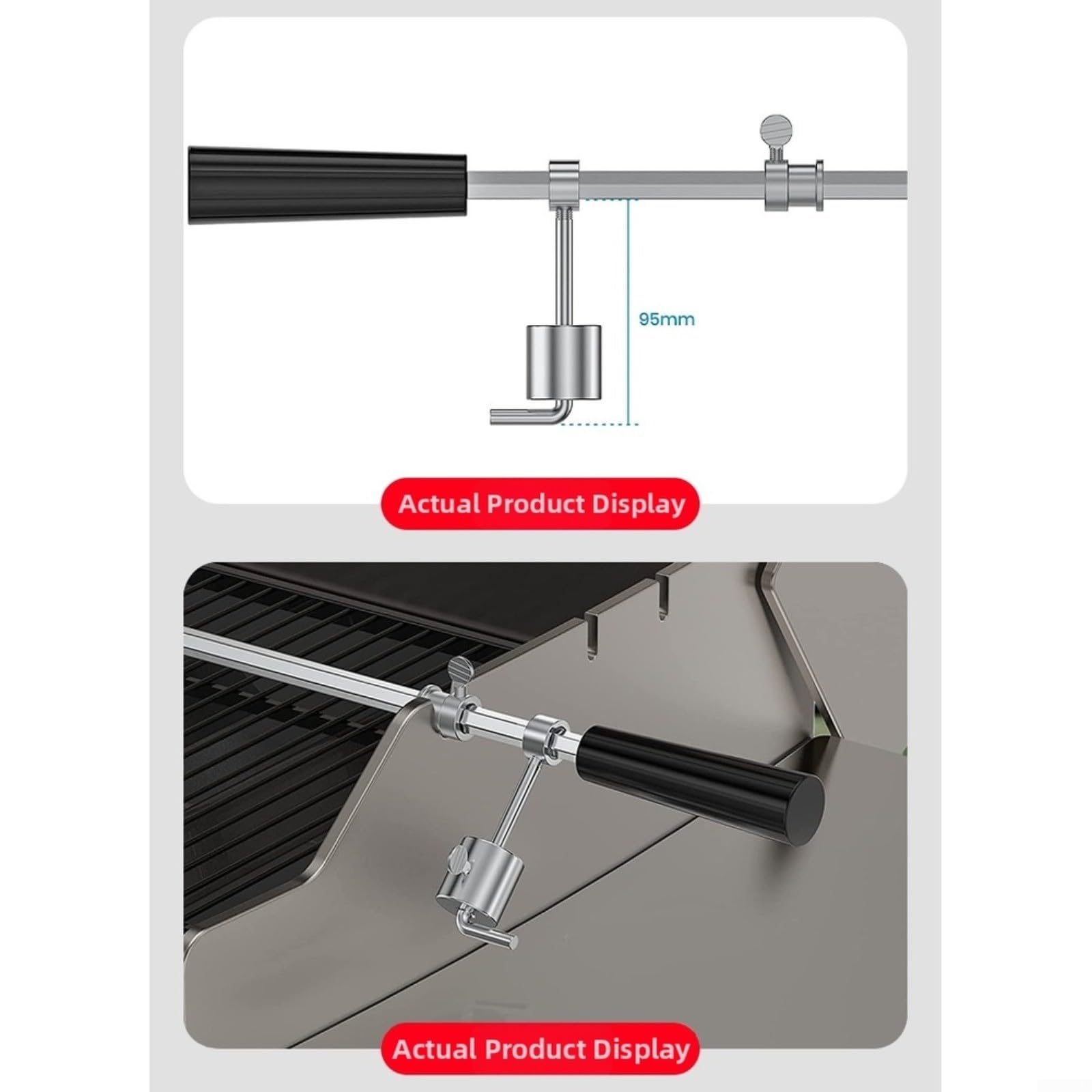 Set di forchette da arrosto in acciaio inox per barbecue elettrico da esterno, certificato LFGB, compatibile con alimenti con asta da 8 x 8 mm, perfetta per grigliare e barbecue