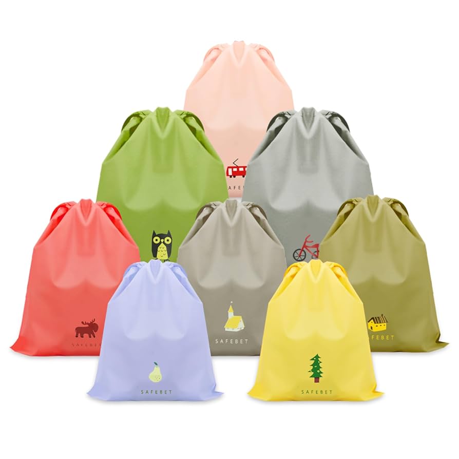 スペシャルセット　SALE ユキエモン　16cmファスナーポーチ　巾着　人気 Amazon.co.jp｜siawadeky 巾着袋 8枚セット 3サイズ S/M/L