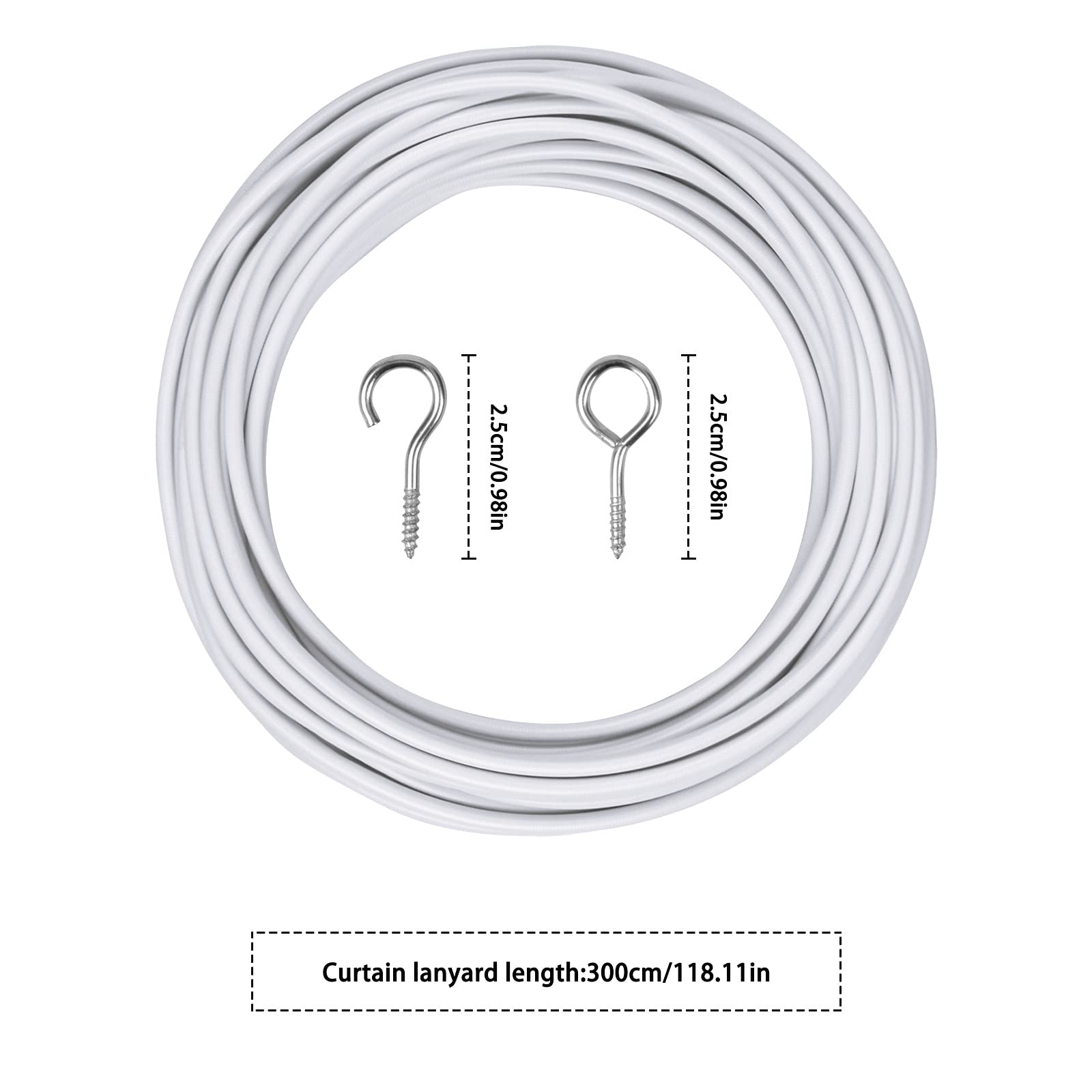 Byour3 - Poids Pour Rideaux - Poids De Corde Rails Tendeurs De Cordes Blanc Pour Tringles Extensibles à Rideaux Poids De Remplacement Corde à Rideau