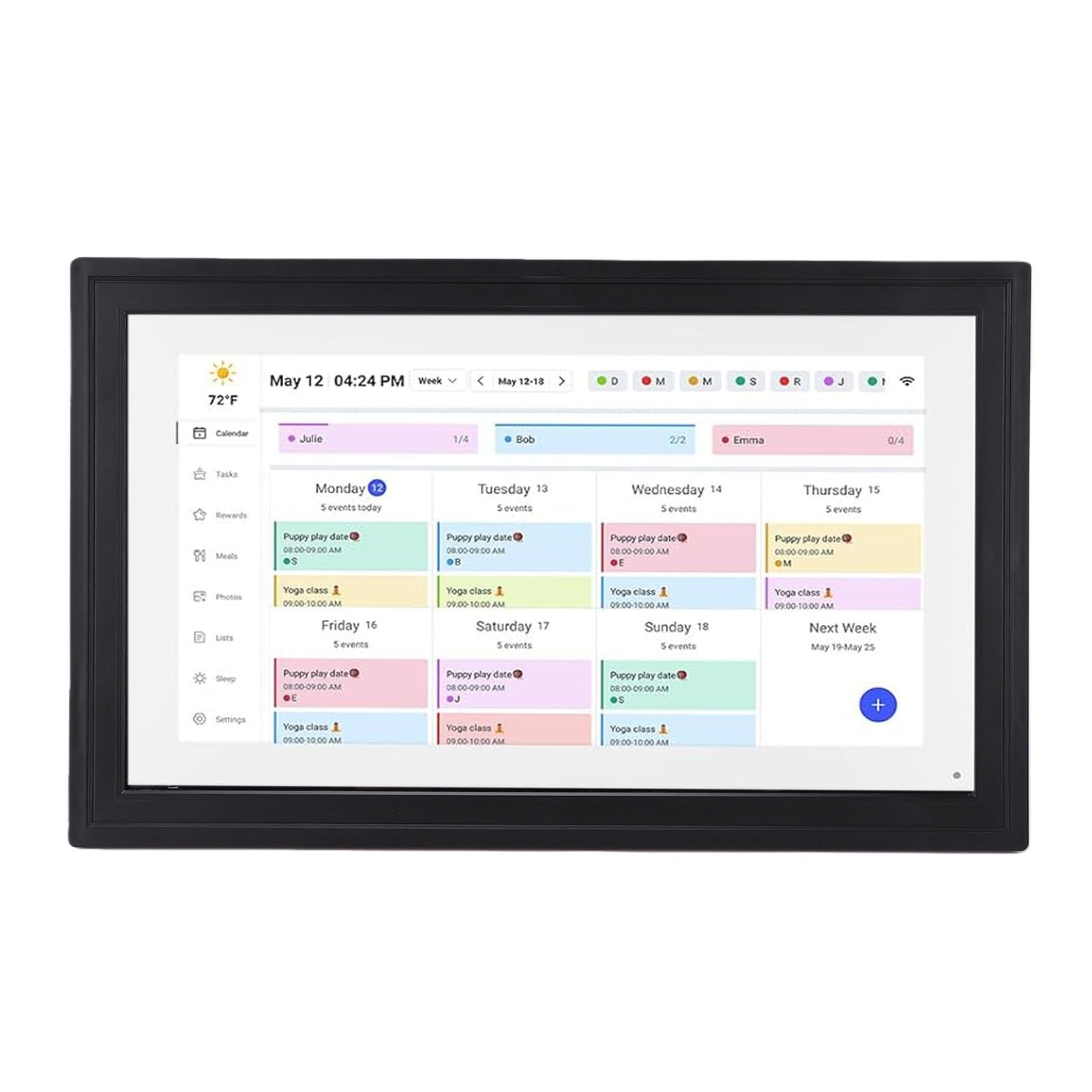 Sxhlseller 21,5-Zoll-Smart-Touchscreen-Digitalkalender, WLAN-Wandmontierbarer Familienplaner mit Interaktiver Aufgabentabelle und App-Steuerung, für Cozi Yahoo Sync (EU-Stecker)
