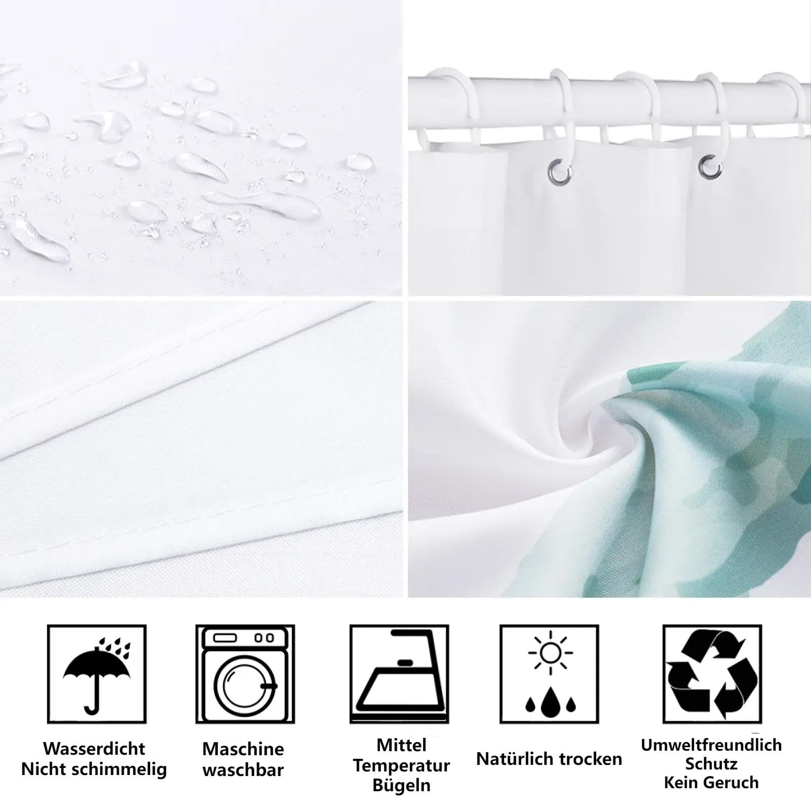 Duschvorhang 240x200 cm Grün Gelb Streifen Duschvorhang Einfach Design modernes Textil Anti-schimmel Wasserdicht Waschbar Badvorhang für Badezimmer Badewannen Toilette mit 12 Haken