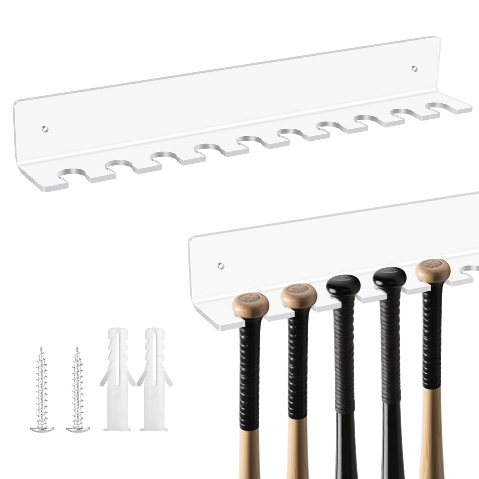 Threehoney 1 Pcs Mini Baseball Bat Holder, Wallmount, 15 3/8 x 2 x 2 Inch
