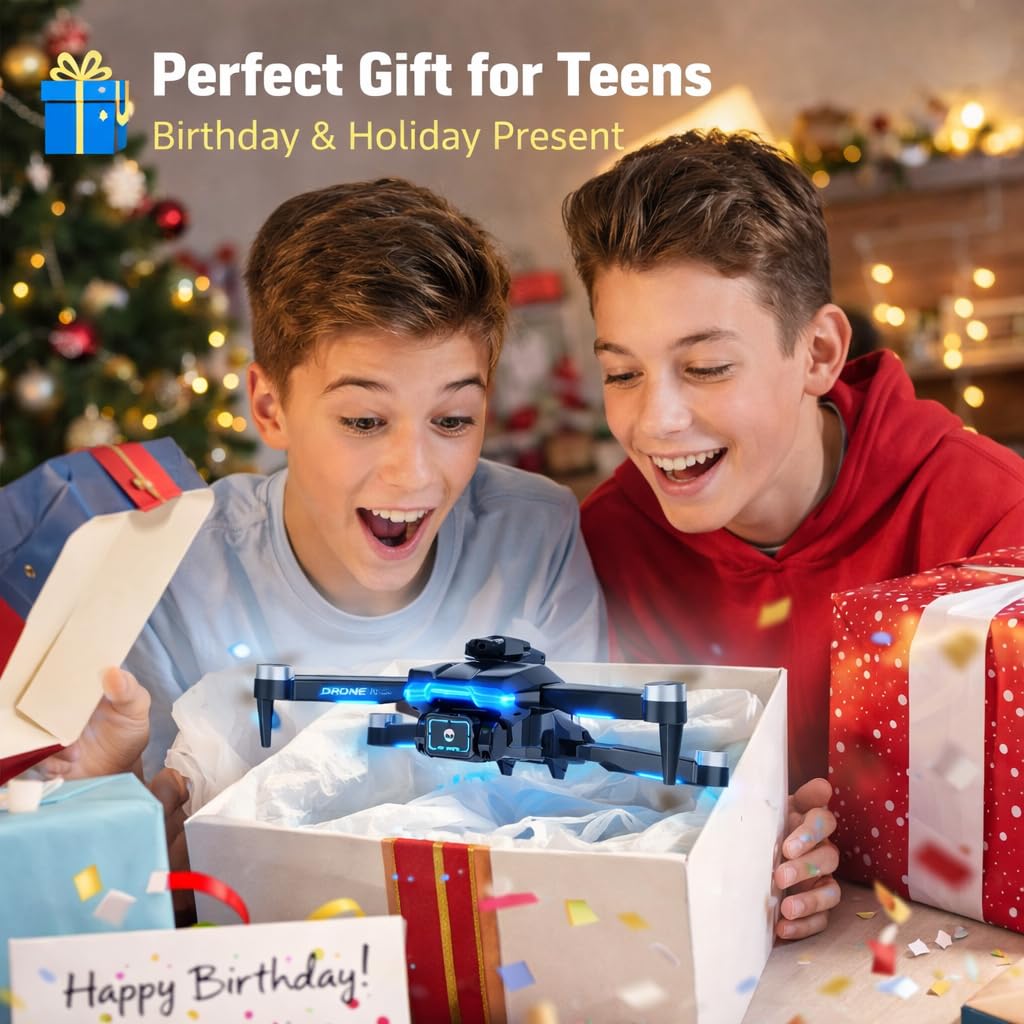 Drone avec Caméra 1080P pour Enfant et Adulte RC Quadricoptère FPV Pliable Drone avec 3D Flip/Maintien d'altitude/Selfie par Geste, Jouets Cadeaux pour Garçons Anniversaire (Black)
