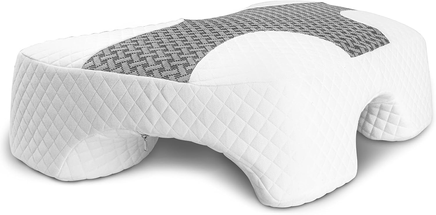 SAHEYER Side Sleeper Pillow with Arm Hole, Memory Foam Multi-Angle Armholes Pillow for Many Sleeping Positions, Ergonomic Support Pillow for Neck - Light Grey