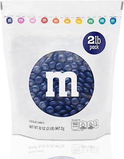 M&M’S WORLD Dark Blue Milk Chocolate Candy Bulk, 2lbs of M&M'S in Resealable Pack for Candy Bars, Birthday Parties, Graduations, Congrats Celebrations & DIY Party Favors