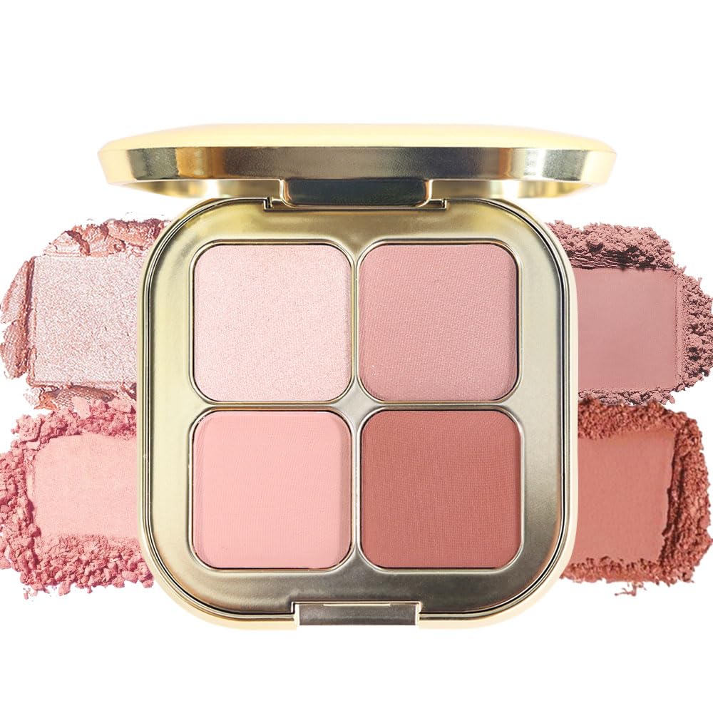 Pink Champagne Taupe 4Colors Eyeshadow Makeup Palette with Mirror,Natural Neutral Powde Eye Shadow Palettes for Older Women,Long Lasting Naturing-Looking,Lightweight Eye Makeup Kit Travel Size,Vegan