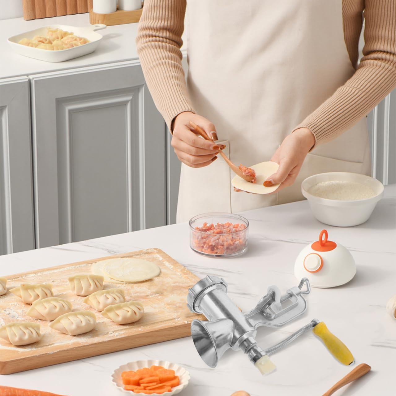 PRETYZOOM Manual Meat Grinder 8.86 Inch Hand Crank Multifunctional Meat Mincer and Sausage Stuffer Kitchen Tool for Home and Commercial Use