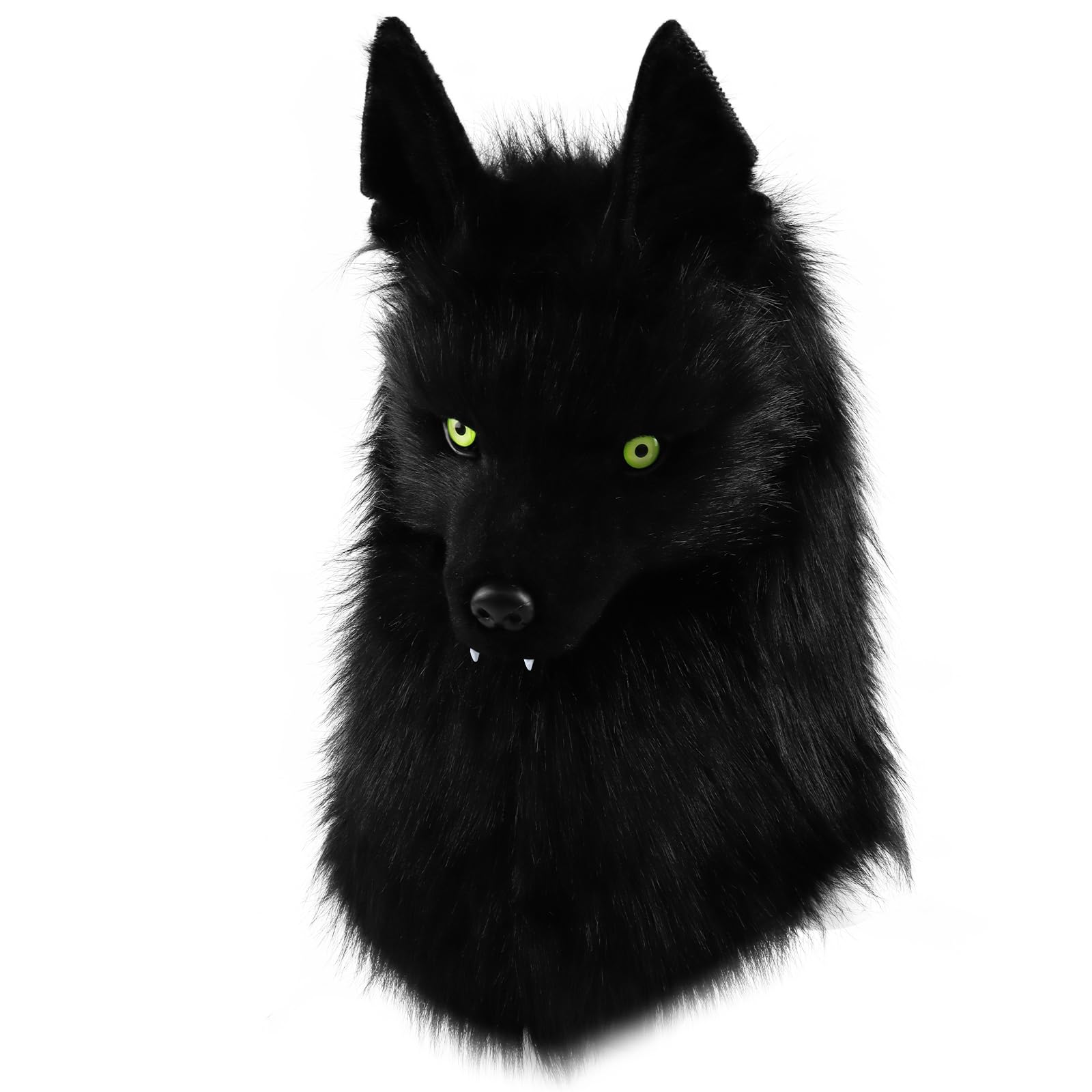 COSYEARS Furry Head Mask Animal Wolf Dog Plush Faux Fur Masks for Halloween Masquerade Cosplay Costume Props