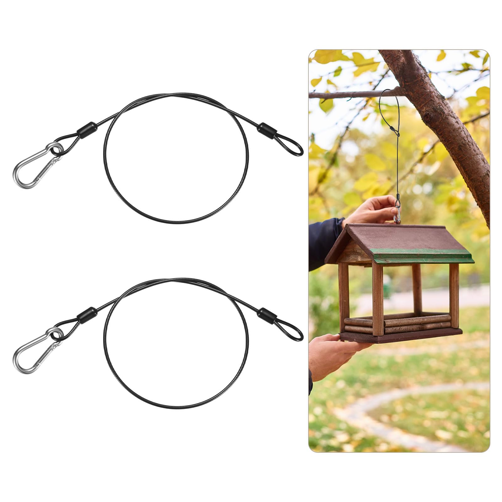 M METERXITY 2-Pack Bird Feeder Hanger with Snap Clip 60cm/24in, Black