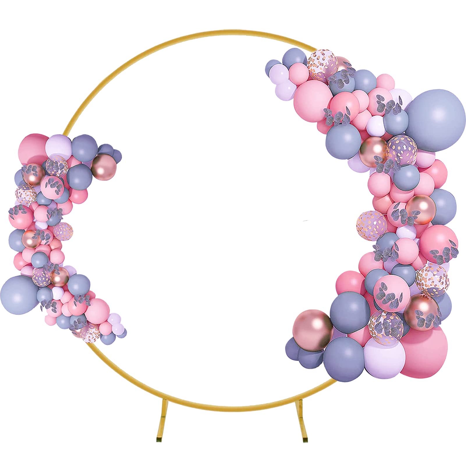 Photo 1 of Round Balloon Arch Frame 7.2 ft, Golden Round Backdrop Stand for Garden, Yard, Baby Shower, Circle Backdrop Arch Stand Kit for Graduation, Birthday Party Supplies Decorations