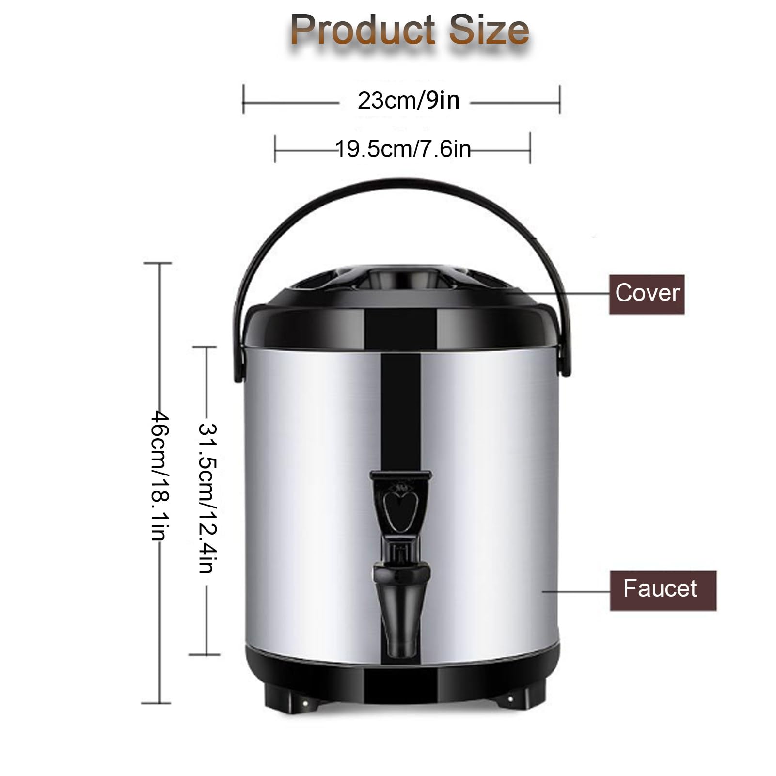 Distributore di acqua calda in acciaio inox con beccuccio isolante per bevande per caffè, tè e bevande calde, ideale per feste ed eventi