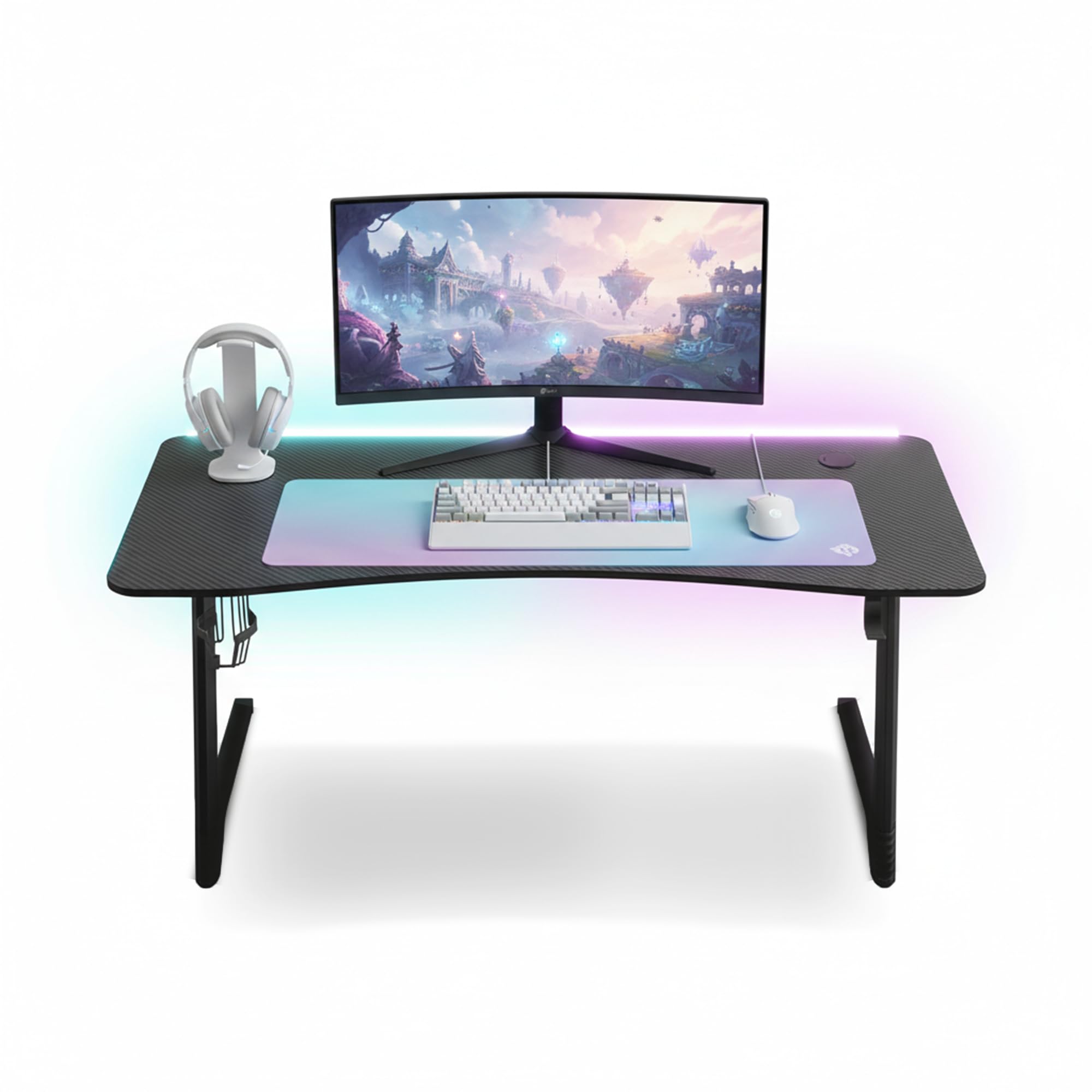 BraZen British Designed RGB Desk Esports Pro RGB Gaming Table for Gaming Desk for Gamers with LED Lights Gamers Table Black