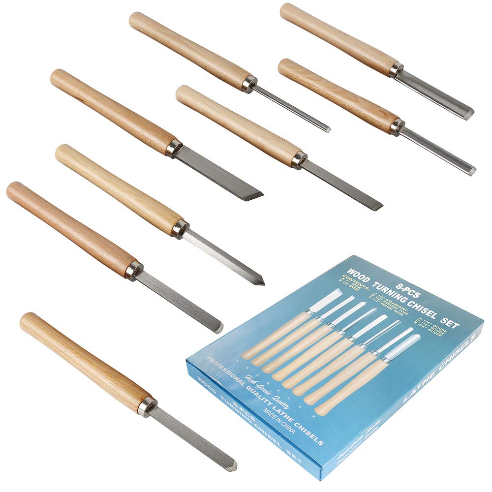 8 pièces ensemble de ciseaux à bois ensemble de ciseaux à bois outils de tournage à bois ensemble de ciseaux de tour pour le tournage de bois dur
