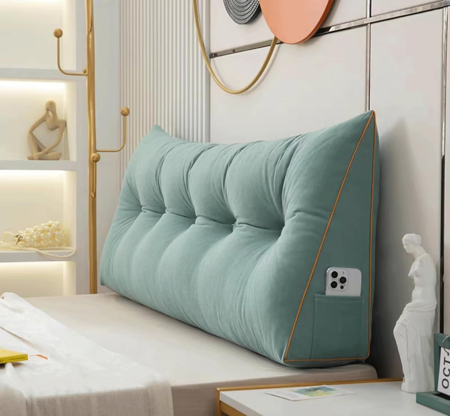 Coussin de lecture vert pour lit et canapé de 200cm pour des soirées cocooning