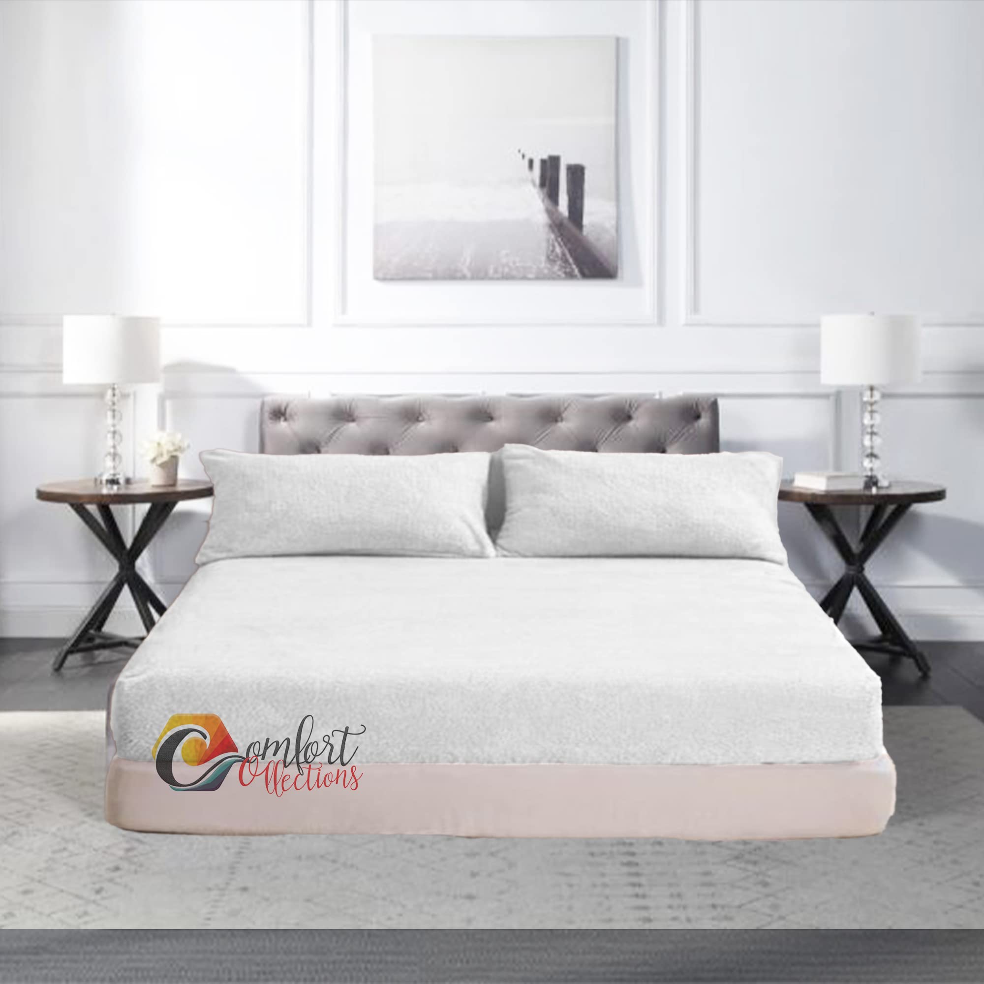 Comfort Collections White Fleece Fitted Bed Sheet Extra Deep 30Cm (12” Inches) Teddy Fleece Warm And Cosy Fitted Bed Sheet 4Ft Small Double 122Cm X 190Cm + 30Cm Approximate