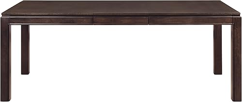 Miniatura 5 de Juego de mesa de comedor de diseño contemporáneo de 7 piezas con hoja de extensión y 6 sillas laterales con acabado marrón oscuro muebles de comedor