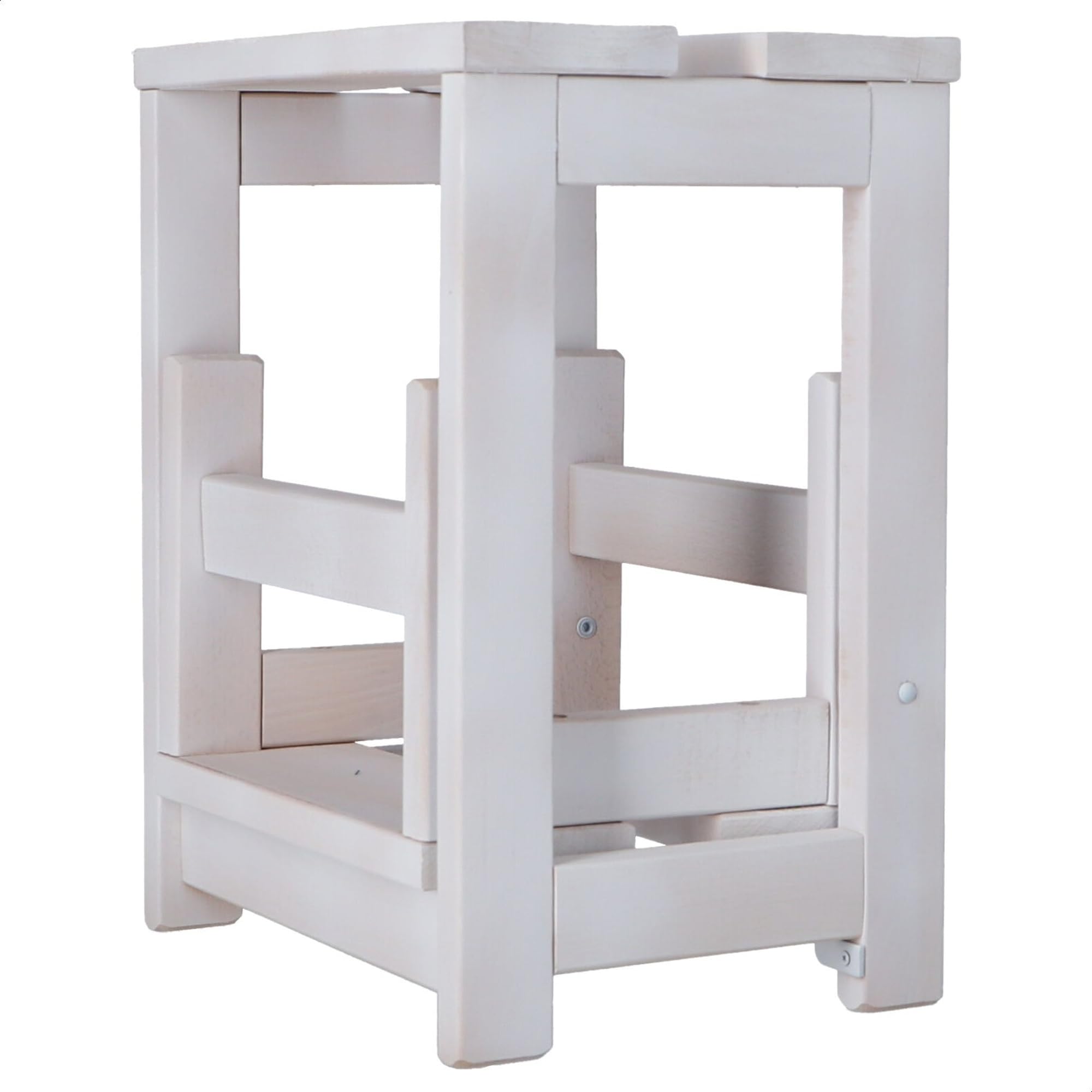 WELL HOME MOBILIARIO & DECORACIÓN Tritthocker mit 2 Stufen, aus Holz, weiß, 32 x 23 x 40 cm