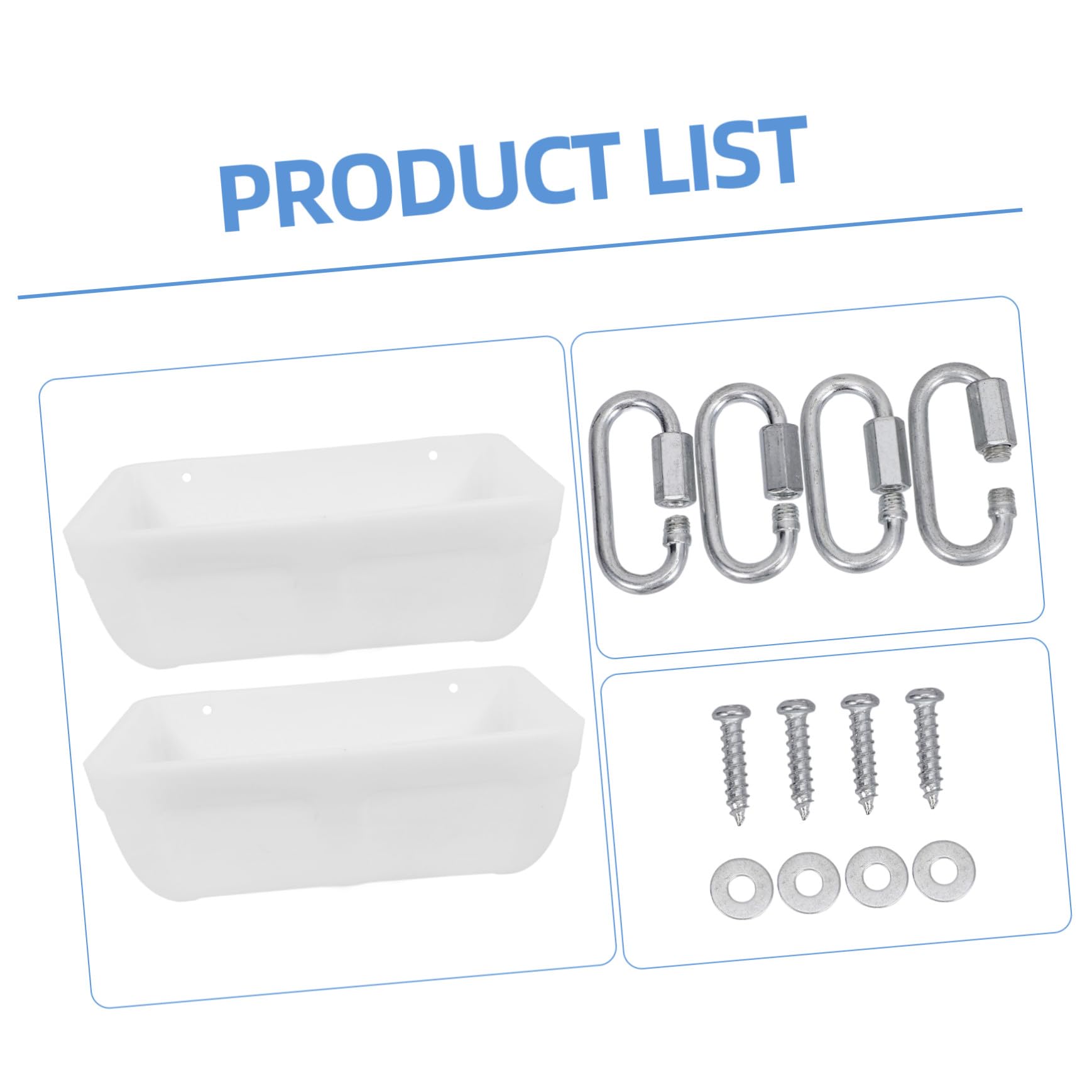Mangeoire à Volailles 2 Sets PP Blanc Grosse Capacité pour Cage | Installation sur Cage, Usage Poules et Perruches, Lot de 2 Sets de Sets de Pièces, Alimentation Quotidienne