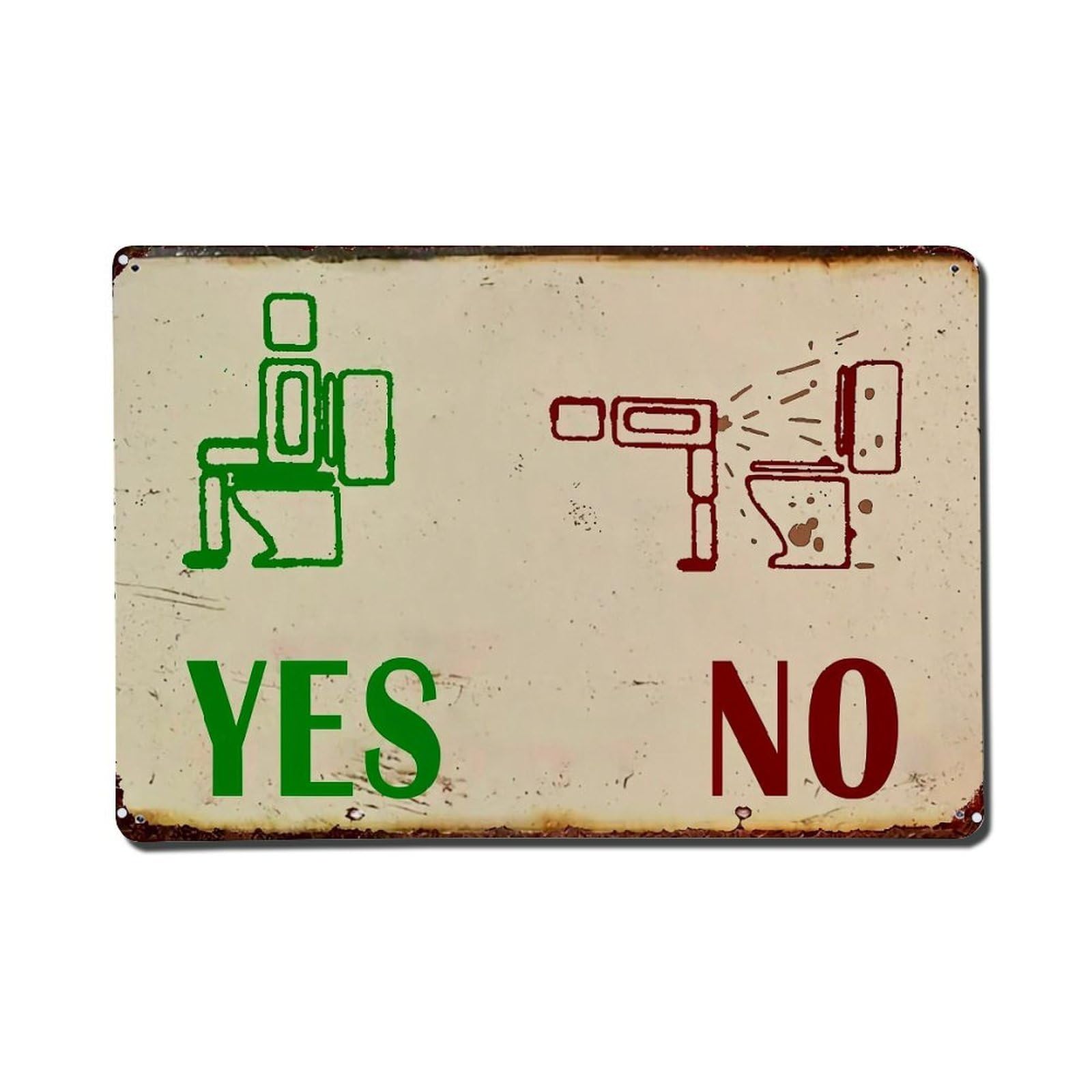 Toilet Usage Guide Sign Retro Metal Tin Sign, Vintage Decor Art Poster for Bar, Home, Man Cave, Kitchen, Laundry Room Gift 8x12Inch