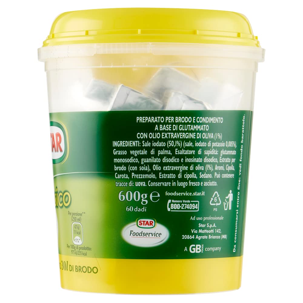 6 cubos de cerveza Star I Dadi Classico, paquete de 60 cubos, aproximadamente 30 litros de caldo, 600 g de preparación de alimentos para caldo