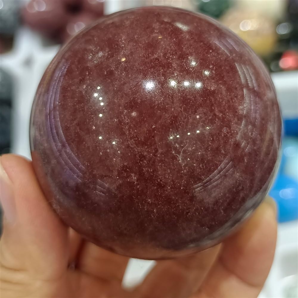 XGINERFEX Strawberry Stone Ball Crystal Home Office Decor Crafts Gift Ornament Ornaments (Size : 450-500g) Gemstone Stone
