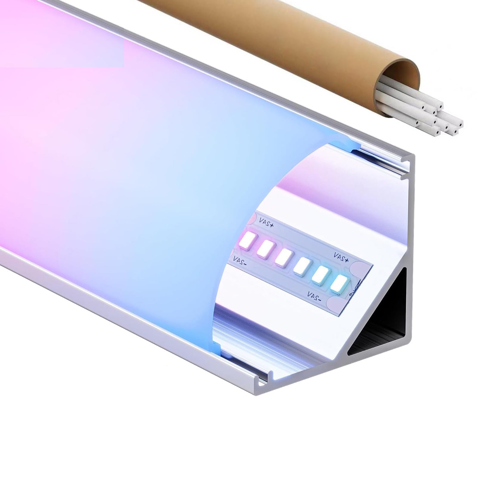 LED Corner Profile 2 m x 10 Pieces V-Shape 90 Degree Aluminium Rail with Diffuser and Holder Aluminium Profile for LED Strips up to 10 mm Channel for Corner, Stairs, Cupboard